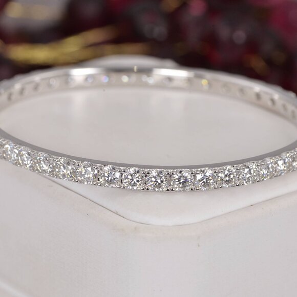 Certified Full Iced All Moissanite 13.6 tcw Bangle  7" - Picture 2 of 6